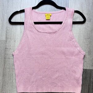 Daisy Pink Ribbed Crop Tank Top